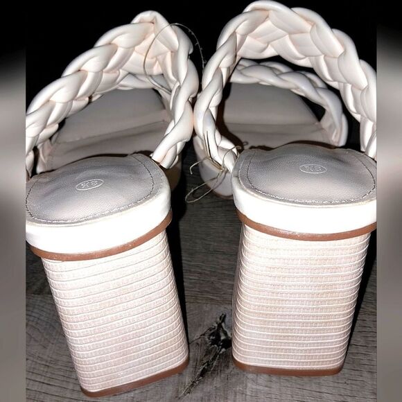 Super cute Apricot 2 braid band sandle heels sz 8.5 - Picture 6 of 8